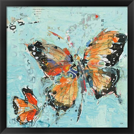 Framed Monarch II Light Blue Print