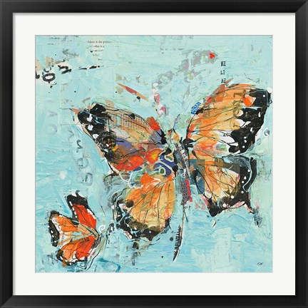 Framed Monarch II Light Blue Print