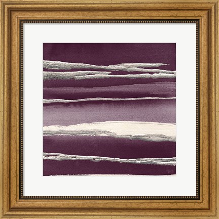 Framed Silver Rose I Purple Print