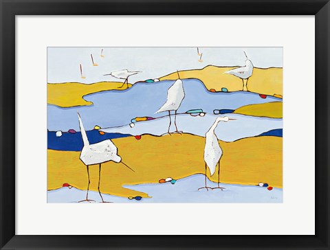 Framed Marsh Egrets VI Print