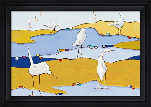 Framed Marsh Egrets VI Print