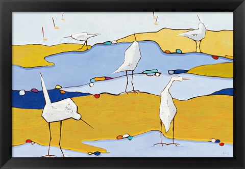 Framed Marsh Egrets VI Print