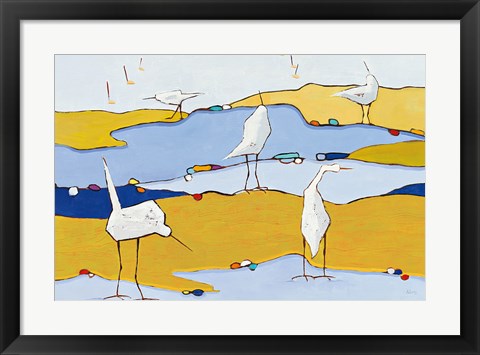 Framed Marsh Egrets VI Print