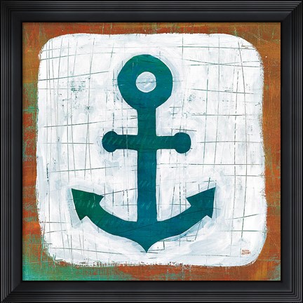 Framed Ahoy III Red Blue Print