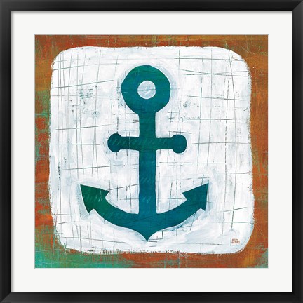 Framed Ahoy III Red Blue Print