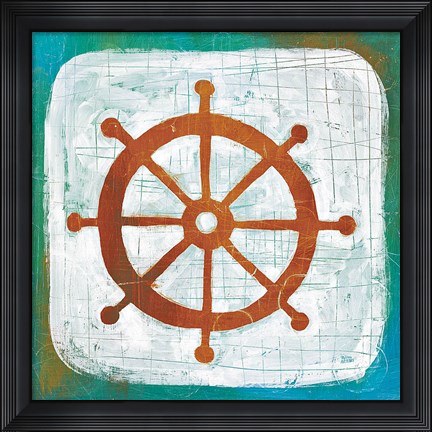 Framed Ahoy IV Red Blue Print