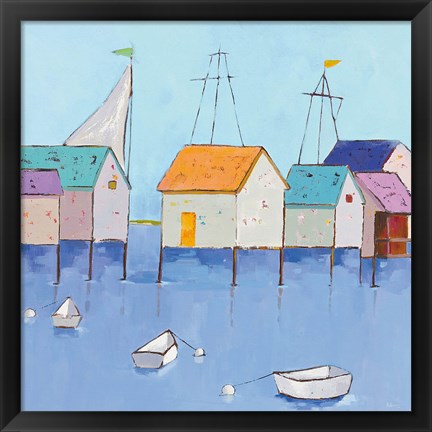 Framed Boat House Row Print