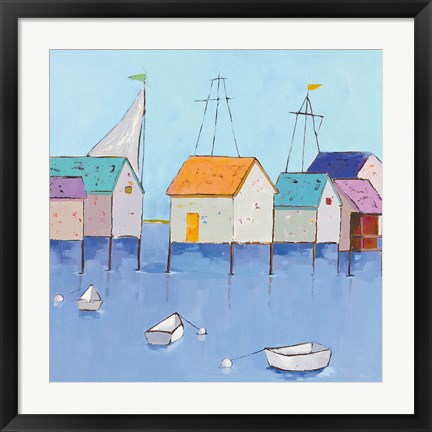 Framed Boat House Row Print