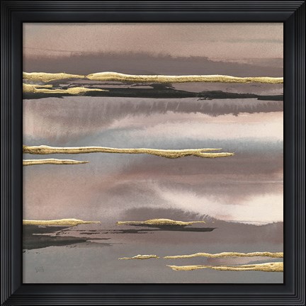 Framed Gilded Morning Fog I Gold Print
