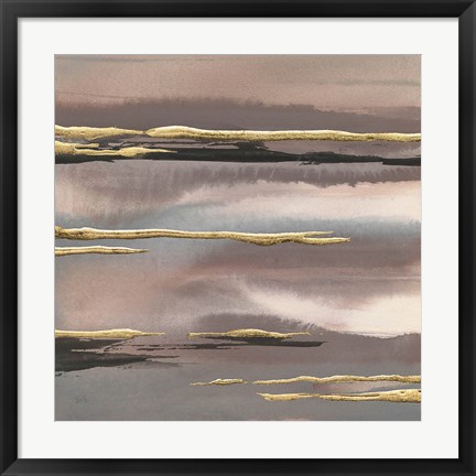 Framed Gilded Morning Fog I Gold Print