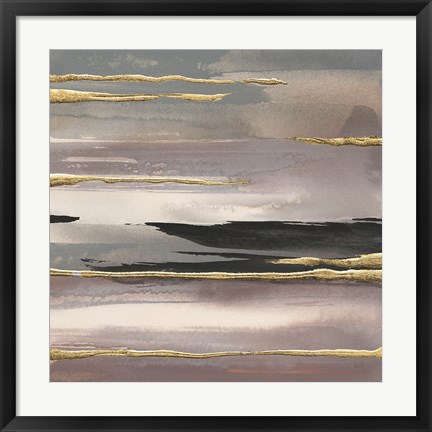 Framed Gilded Morning Fog II Gold Print