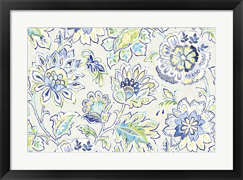 Framed Ceylon Gardens II Indigo Print