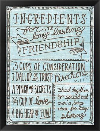 Framed Ingredients For Life IV Blue Print