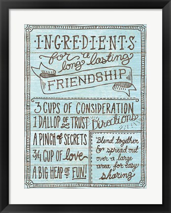 Framed Ingredients For Life IV Blue Print