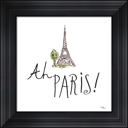Framed Ah Paris I on White Print