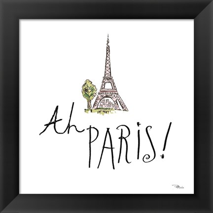 Framed Ah Paris I on White Print