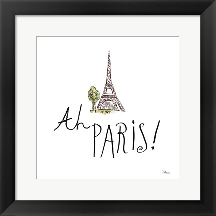 Framed Ah Paris I on White Print