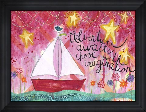 Framed Adventure Awaits - Sailboat Print