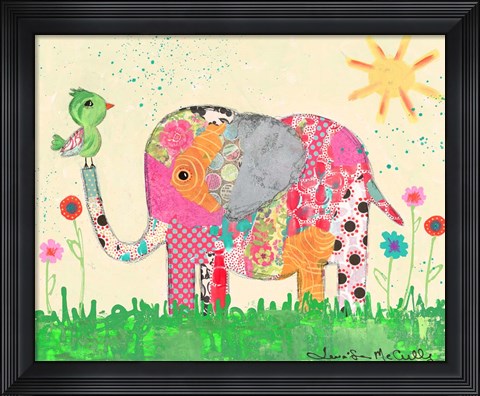 Framed Mosaic Elephant Print