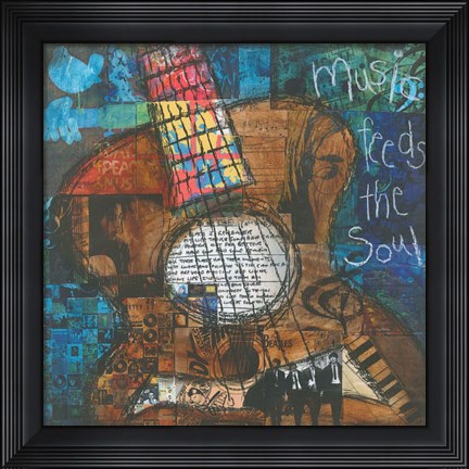 Framed Music Feeds The Soul - Guitar Print