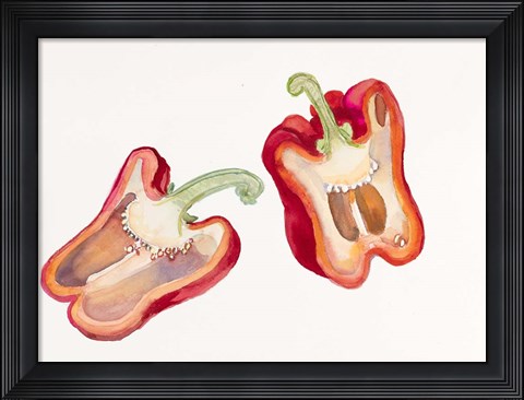 Framed Halves of Red Pepper Print