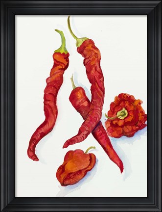 Framed Peppers Very Hot Print