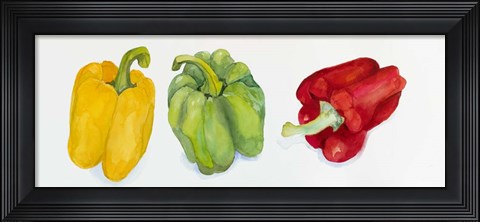Framed Yellow, Green, and Red Peppers Print