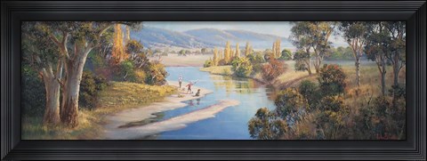 Framed Two Boys And A Dog Print