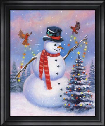 Framed Snowman Decorating the Tree Print