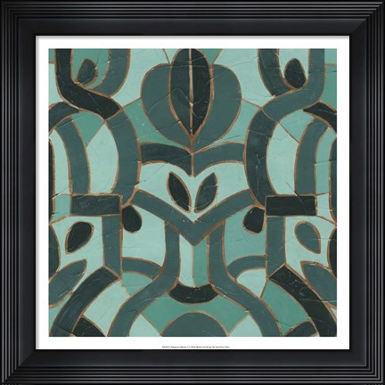 Framed Turquoise Mosaic I Print