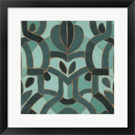 Framed Turquoise Mosaic I Print