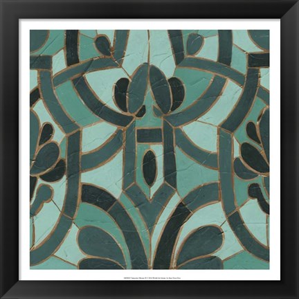 Framed Turquoise Mosaic II Print