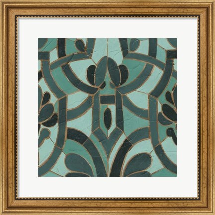 Framed Turquoise Mosaic II Print