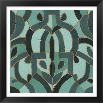 Framed Turquoise Mosaic IV Print