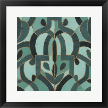 Framed Turquoise Mosaic IV Print