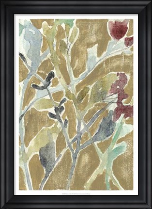 Framed Flowers on Ochre II Print
