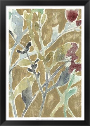 Framed Flowers on Ochre II Print