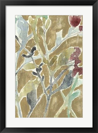 Framed Flowers on Ochre II Print