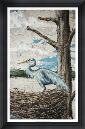 Framed Midway Heron I Print