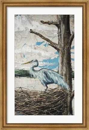 Framed Midway Heron I Print