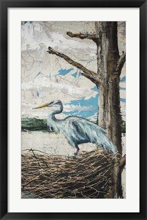 Framed Midway Heron I Print