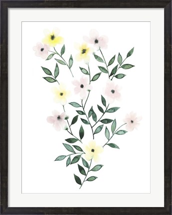 Framed Trellis Flowers I Print