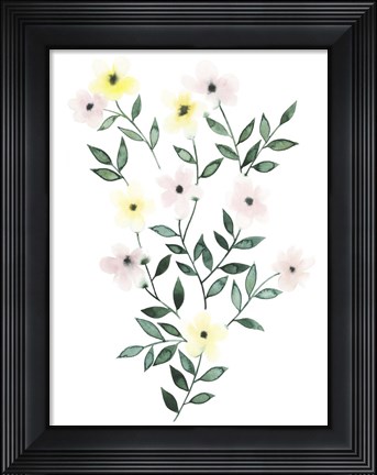 Framed Trellis Flowers I Print