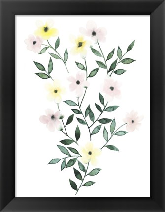 Framed Trellis Flowers I Print