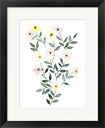 Framed Trellis Flowers I Print