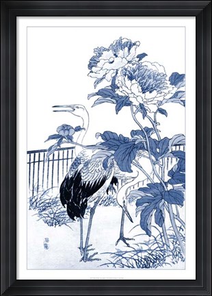 Framed Blue &amp; White Asian Garden I Print