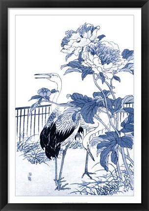 Framed Blue &amp; White Asian Garden I Print