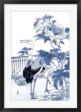 Framed Blue &amp; White Asian Garden I Print