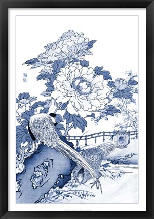 Framed Blue &amp; White Asian Garden II Print