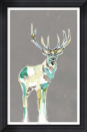 Framed Solitary Deer I Print